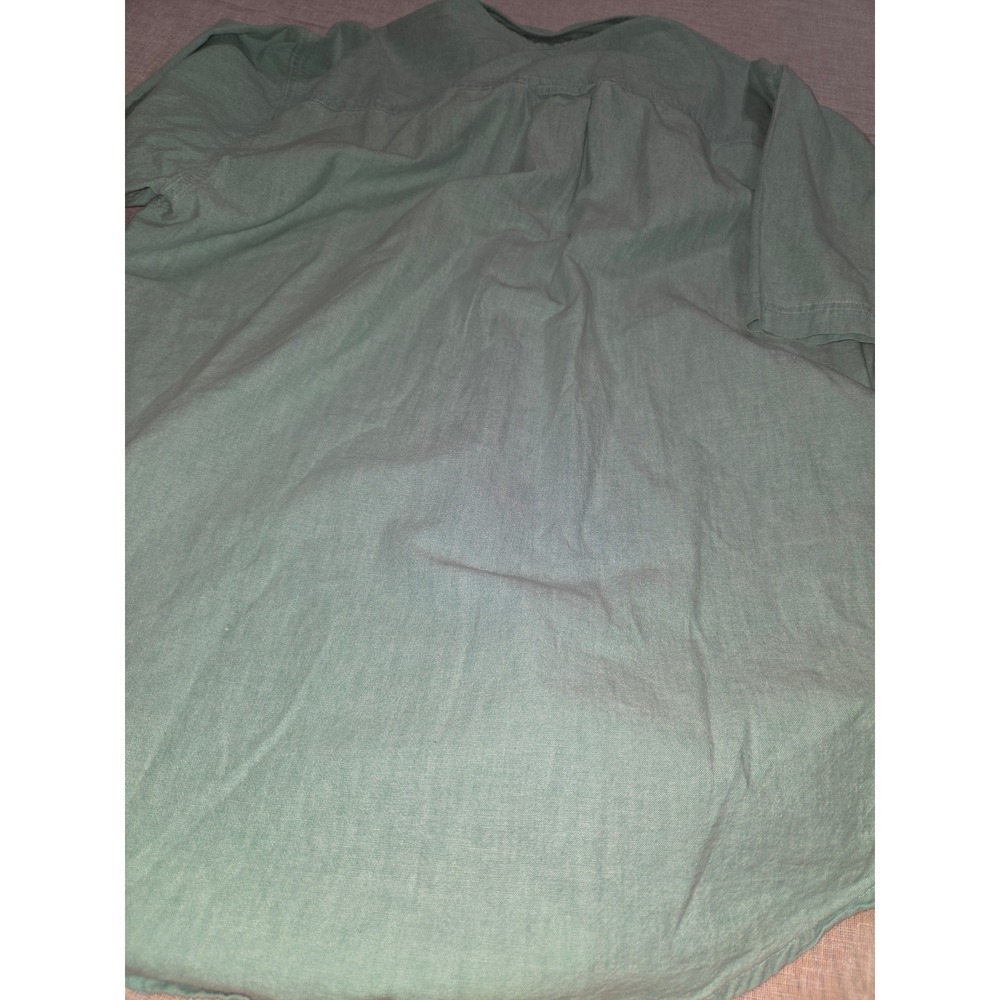Eddie Bauer Mens XL Short Sleeve Button Down Shirt Green Cotton - Picture 11 of 11